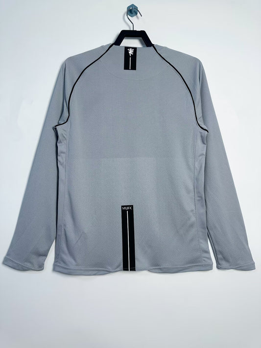 Manchester United 2007/08 Long Sleeve Gray Retro Goalkeeper Jersey - back view