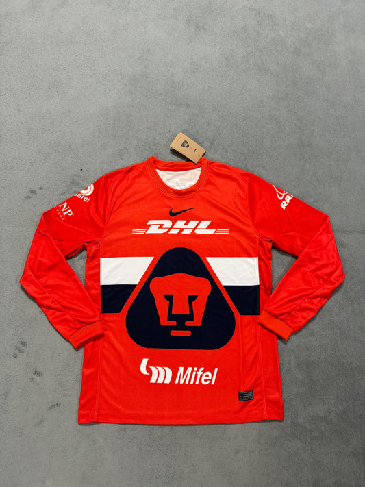 Pumas UNAM 2025/26 Long Sleeve Orange Fan Goalkeeper Jersey [KF-001]