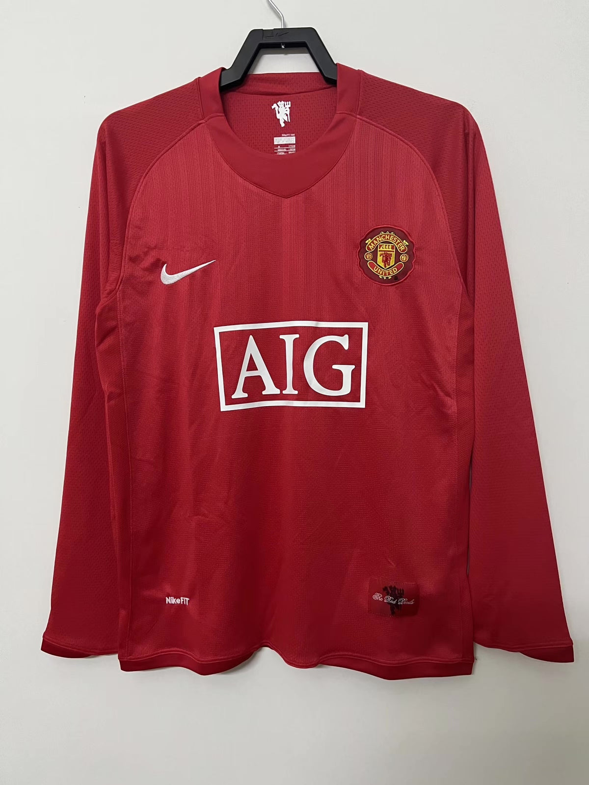 Manchester United 2007/08 Home Long Sleeve League Edition Retro Jersey - front view