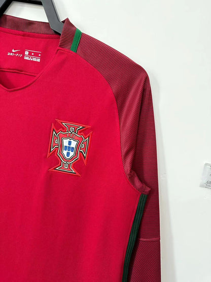 Portugal 2016 Home Long Sleeve Retro Jersey - front view