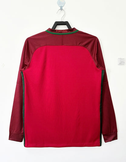 Portugal 2016 Home Long Sleeve Retro Jersey - back view