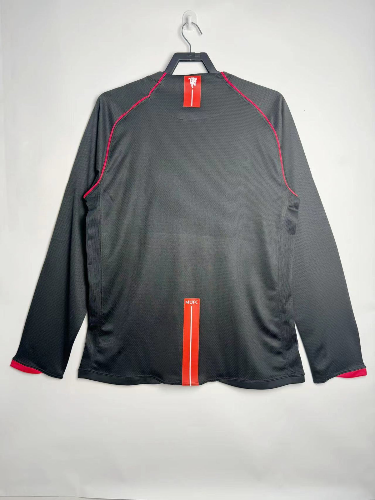 Manchester United 2007/08 Away Long Sleeve Black Retro Jersey - back view