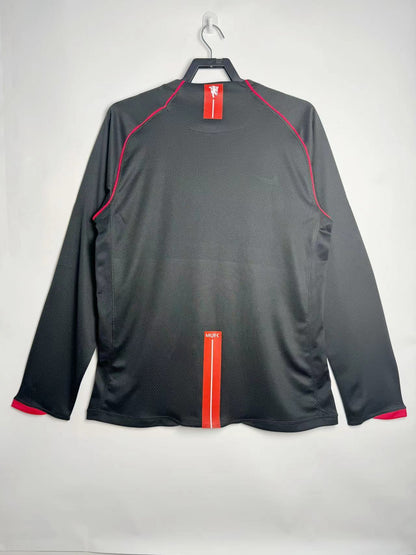 Manchester United 2007/08 Away Long Sleeve Black Retro Jersey - back view