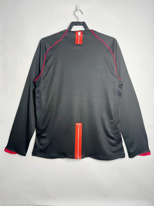 Manchester United 2007/08 Away Long Sleeve Black Retro Jersey - back view