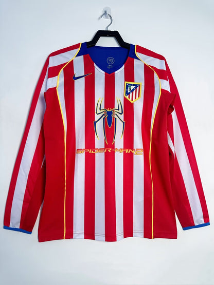 Atletico Madrid 2004/05 Home Long Sleeve Retro Jersey - front view