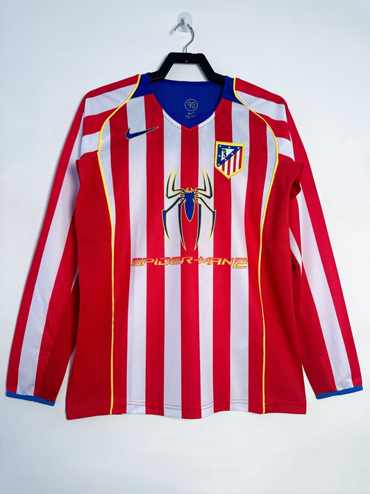Atletico Madrid 2004/05 Home Long Sleeve Retro Jersey - front view