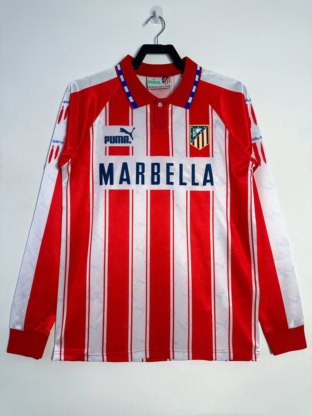 Atletico Madrid 1994/95 Home Long Sleeve Retro Jersey - front view