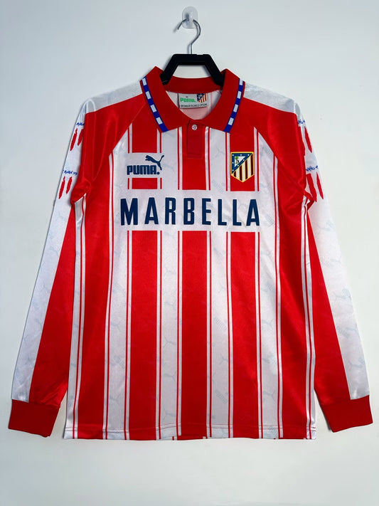 Atletico Madrid 1994/95 Home Long Sleeve Retro Jersey - front view