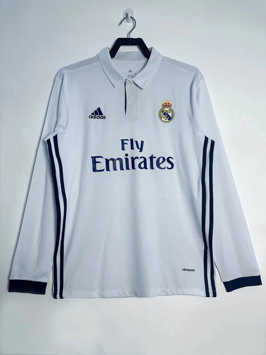 Real Madrid 2016/17 Home Long Sleeve Retro Jersey - front view