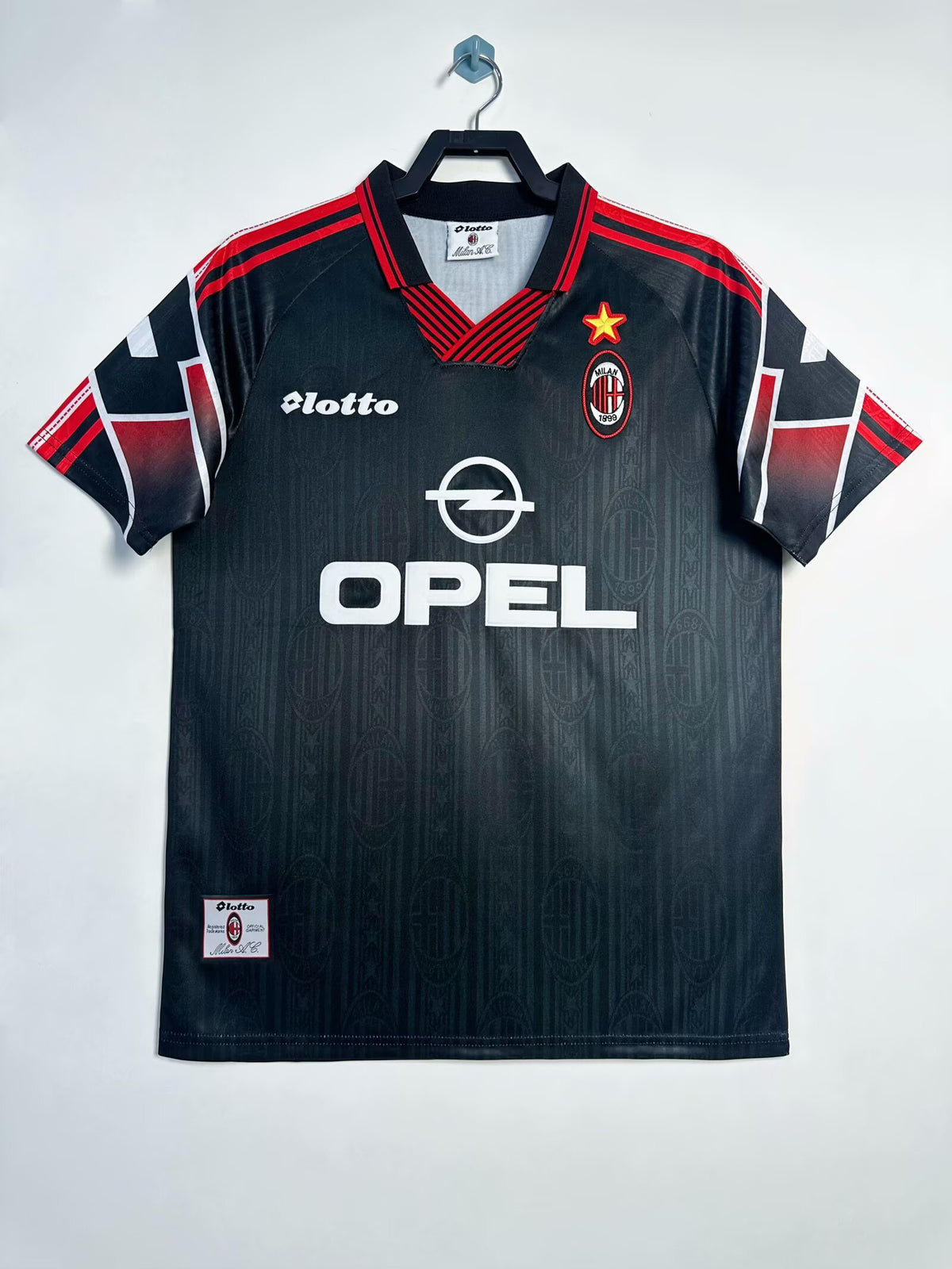 AC Milan 1997/98 Special Edition Black Retro Jersey - front view