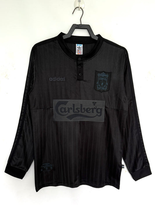 Liverpool 1995/96 Long Sleeve Special Edition Black Retro Jersey - front view